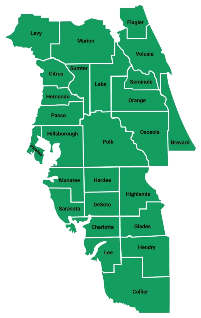 Central and Southern Florida County Map